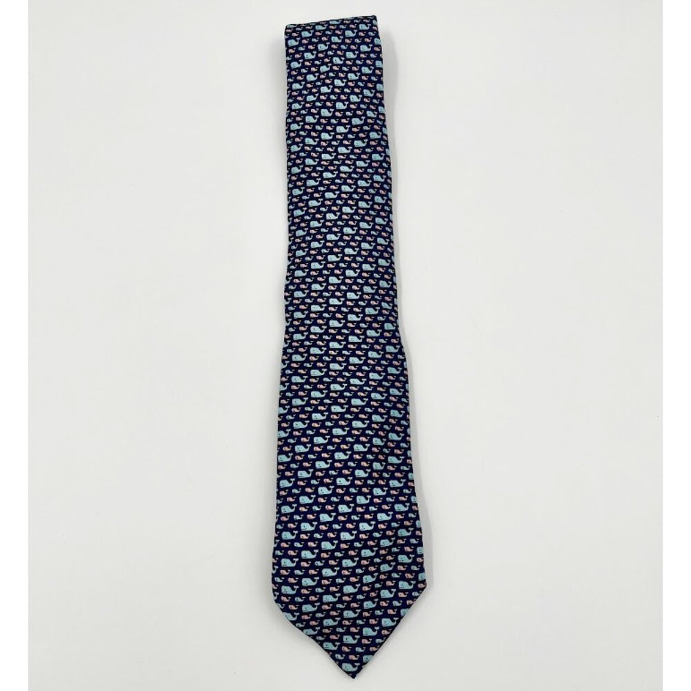 Vineyard Vines Men's Silk Tie With Mini Blue & Pink Whale Print